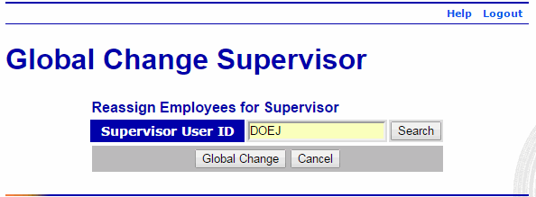 Global Change Supervisor Page - Current Supervisor