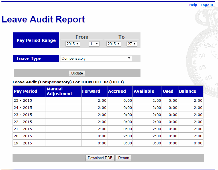 Leave Audit Report - Compensatory