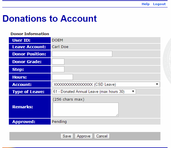 Donations to Account Page