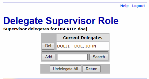 Delegate Supervisor Role Page (with )