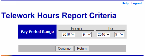 Telework Hours Report Criteria Report