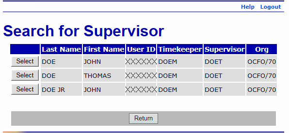 Search for Supervisor Page (with results)