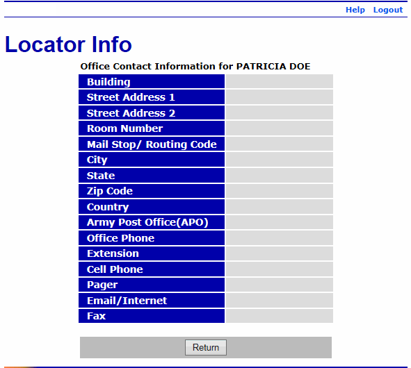 Locator Info Page