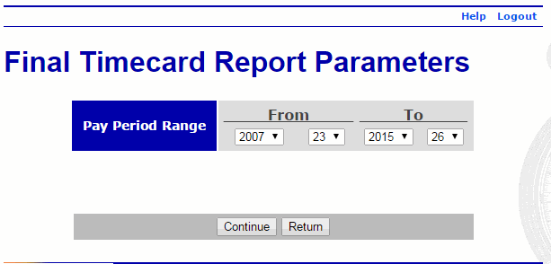 Final Timecard Report Parameters