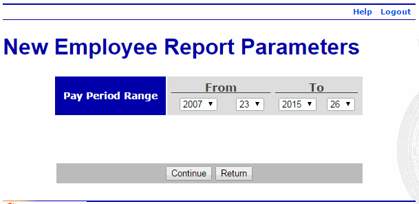 New Employee Report Parameters