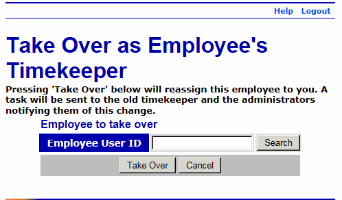 Take Over as Employee's Timekeeper Page