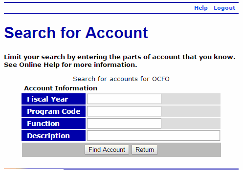 Search for Account Page