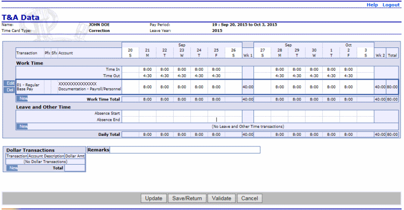 T&A Data Page - Edits