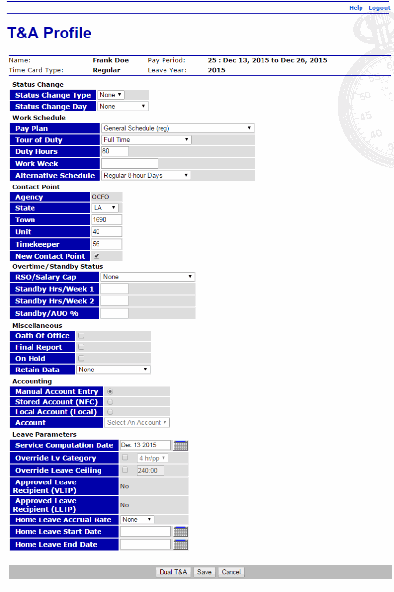 T&A Profile Page