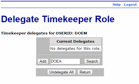 Delegate Timekeeper Role Page - Add Delegate