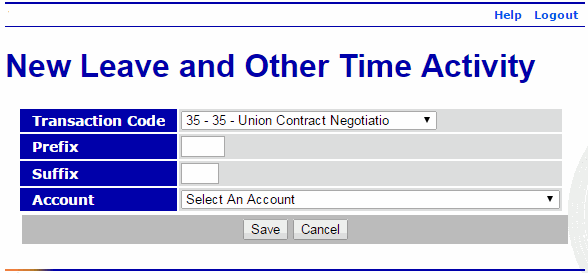 New Leave and Other Time Activity Page