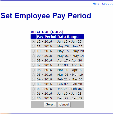 Set Employee Page Period Page