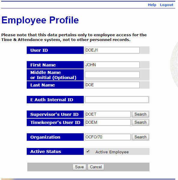 Employee Profile Page