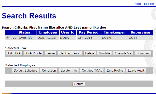 Validation Override Page