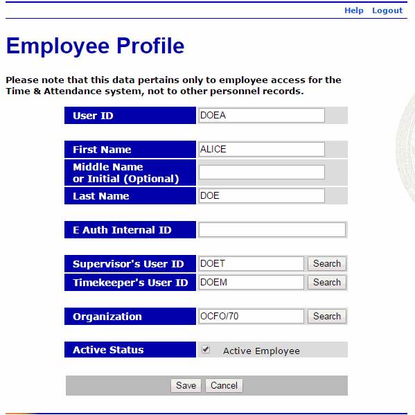 Employee Profile Page