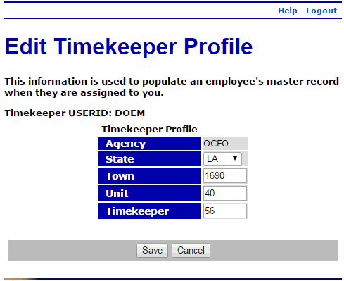 Edit Timekeeper Profile Page