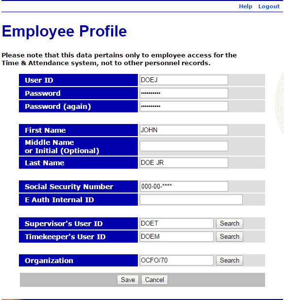 Employee Profile Page