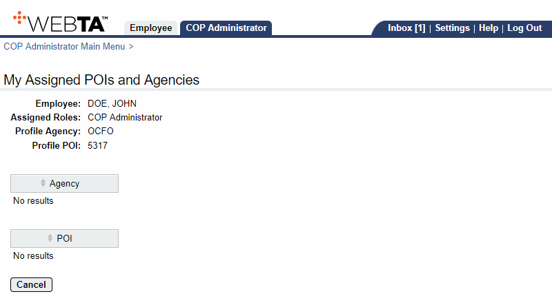 My Assigned POIs and Agencies Page