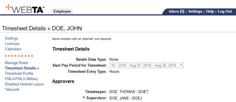 Timesheet Details Page