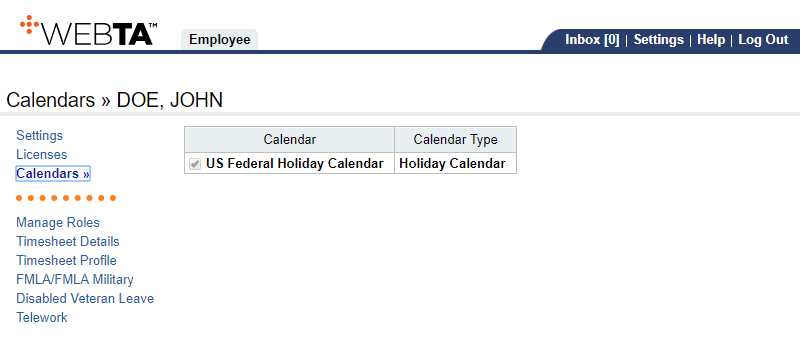 Calendars Page