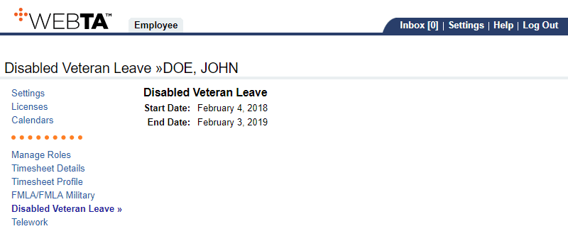 Disabled Veteran Leave Page