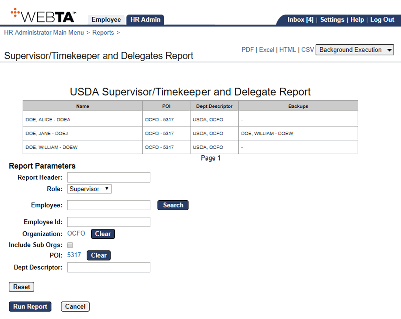 Supervisor/Timekeeper and Delegates Report