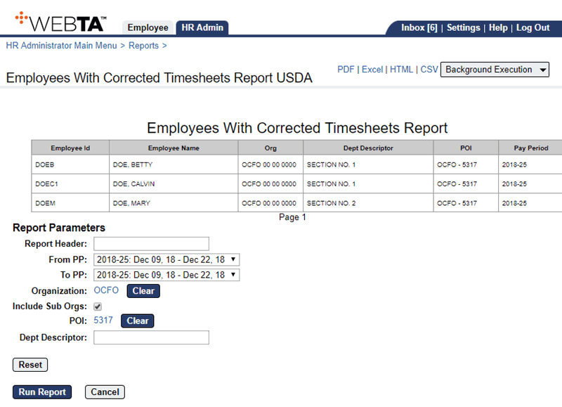 Employees With Corrected Timesheets Report