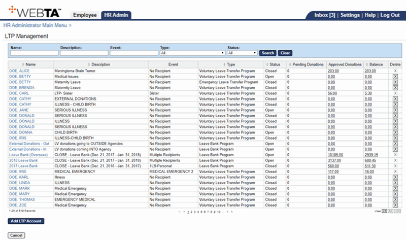 LTP Management Page