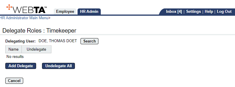 Delegate Roles Timekeeper Page