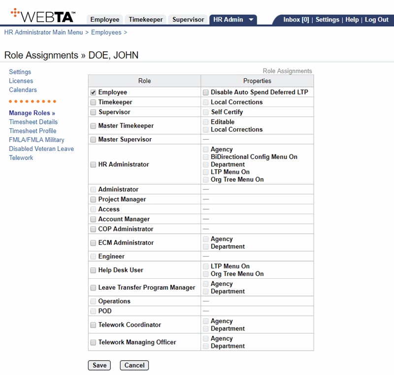 Role Assignments Page