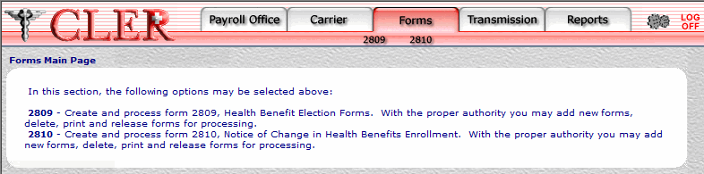 Forms Main page