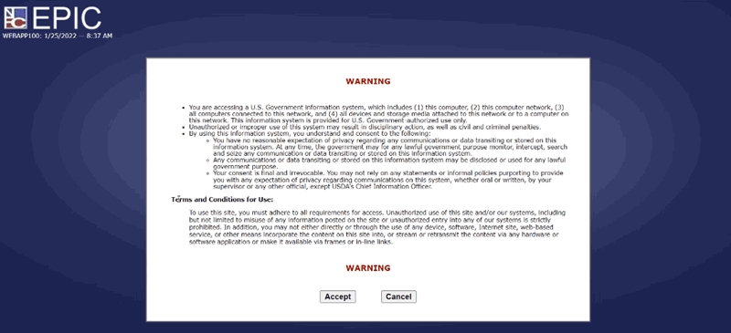 Warning Banner Page