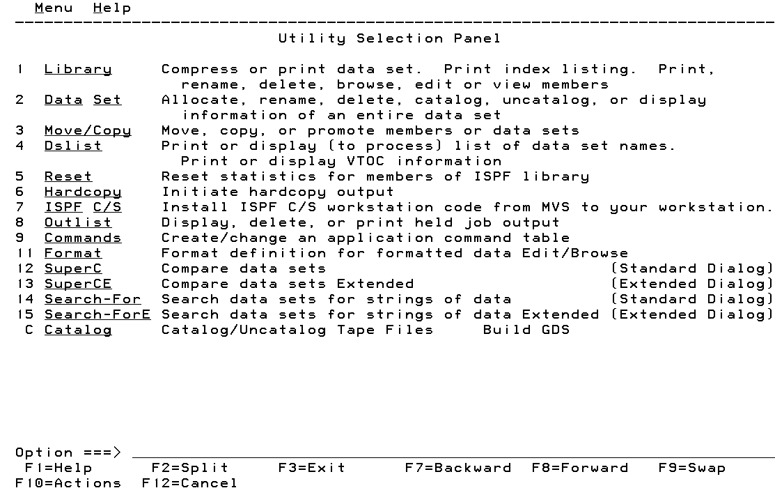 Utility Selection Panel