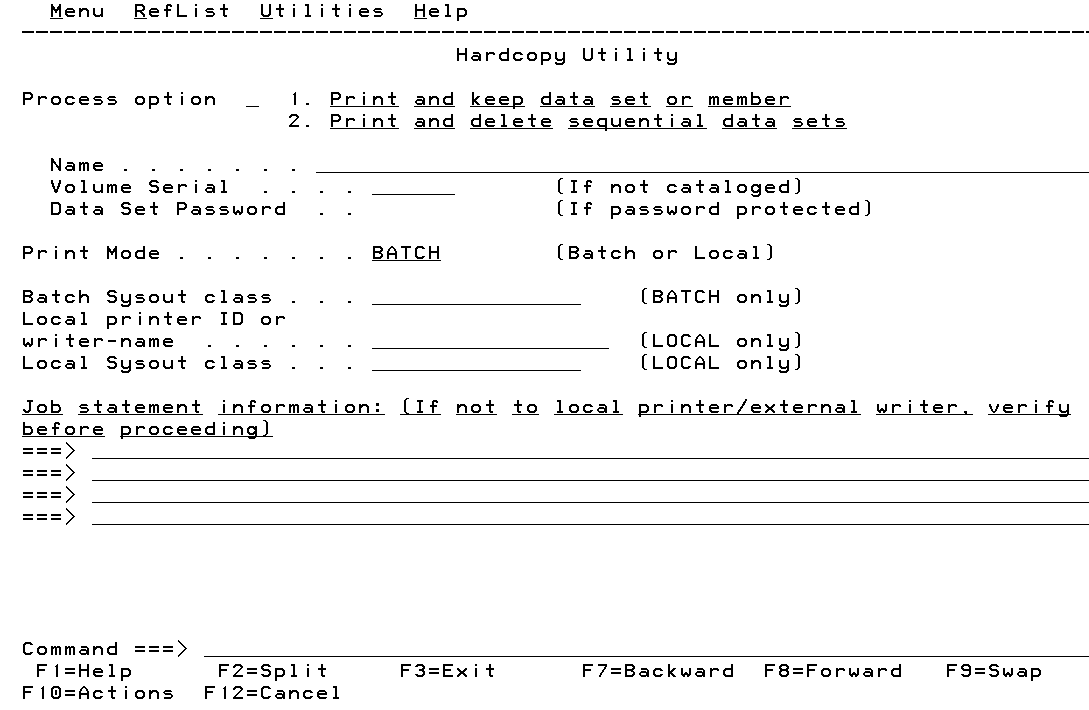 Hardcopy Utility Panel
