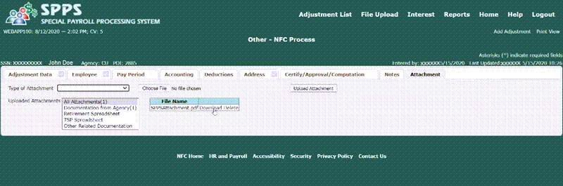 Attachment Tab