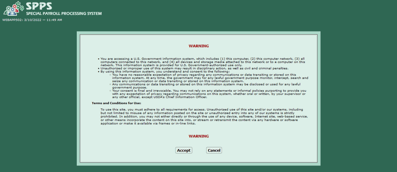 Warning Banner Page