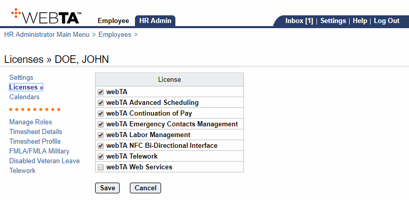 Licenses Page