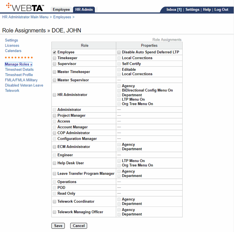 Role Assignments Page