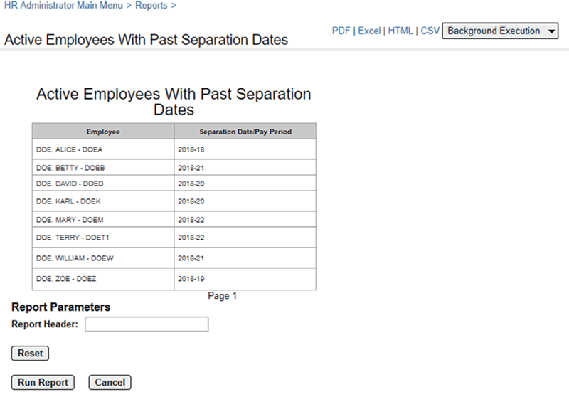 Active Employees With Past Separtion Dates Report