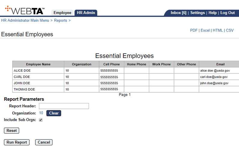 Essential Employees Report