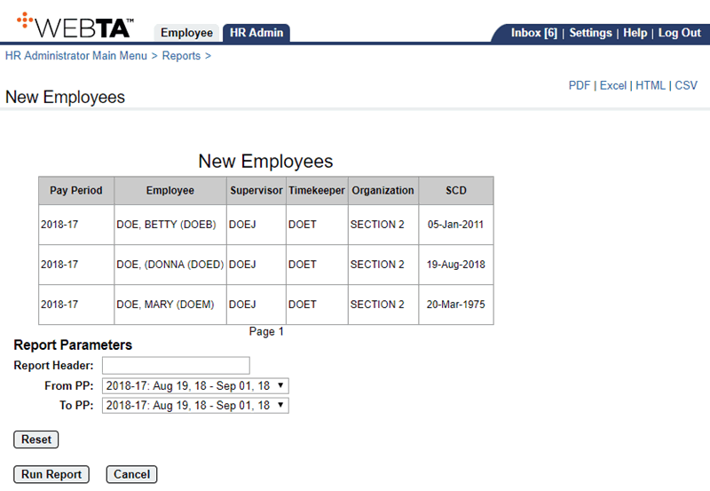 New Employees Report