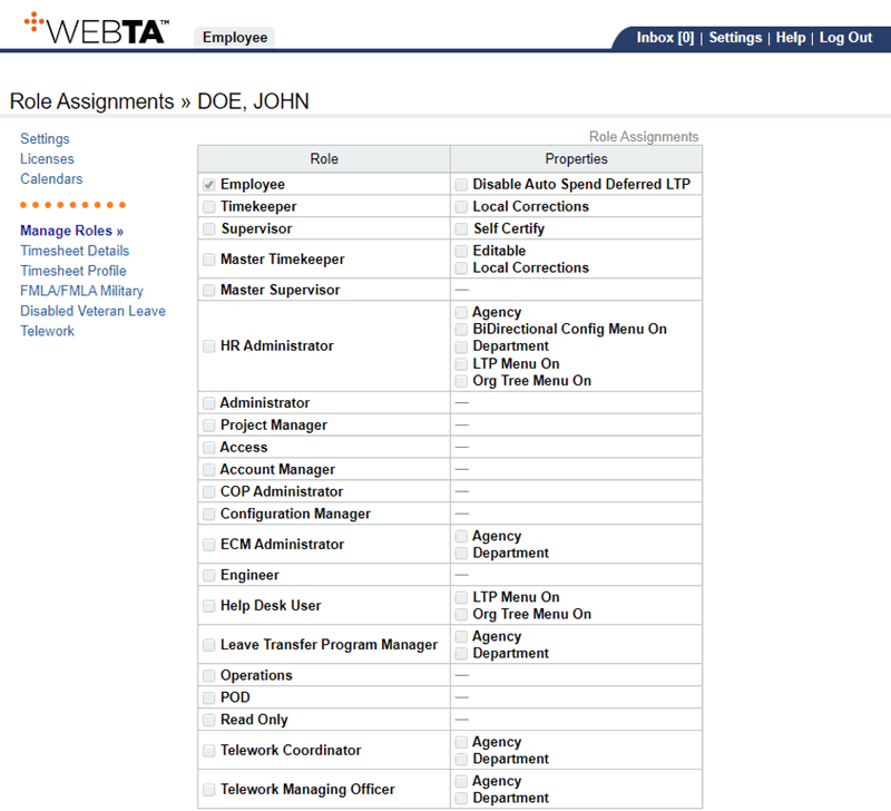 Role Assignments Page