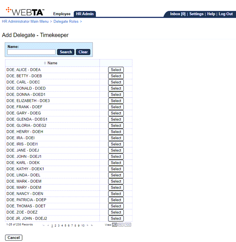 Add Delegate - Timekeeper Page