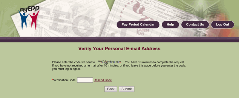 Verify Your Personal E-mail Address Page - Verification Code